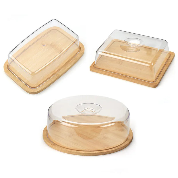 Bamboo Butter Dish with Plastic Lid