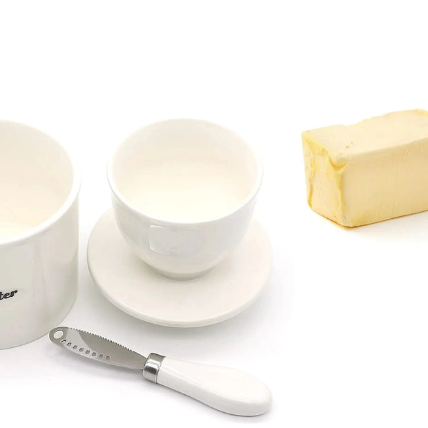 Authentic French Butter Crock with Knife