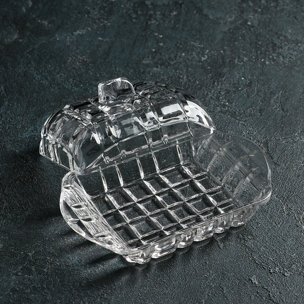 Luxury Clear Glass Butter Dish with Lid