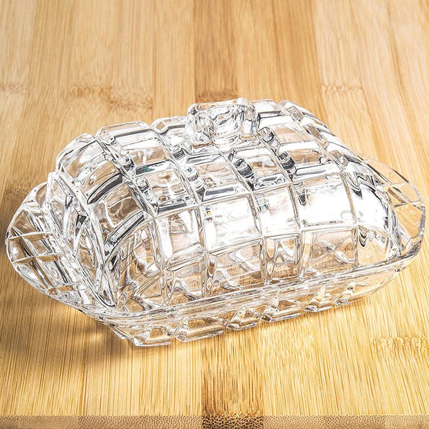 Luxury Clear Glass Butter Dish with Lid