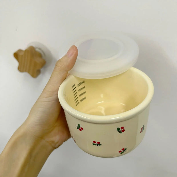 Cute Ceramic Baby Bowl with Fresh-Keeping Seal